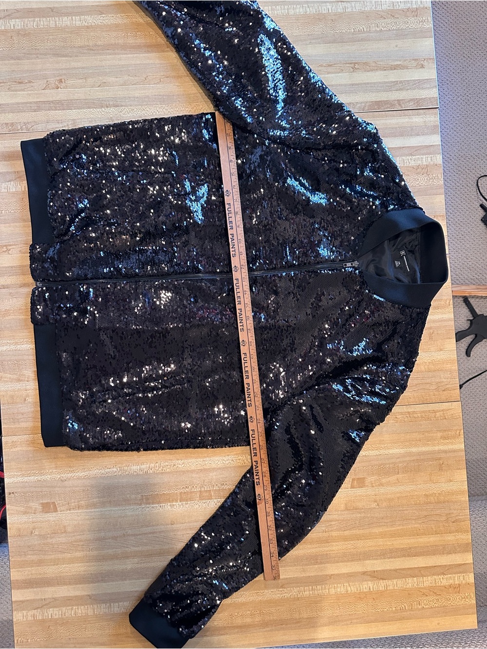 INC International Concepts Black Sequin Bomber Jacket